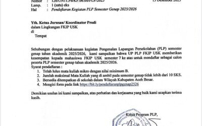 Pendaftaran Calon Peserta Program PLP Semester Genap 2025/2026